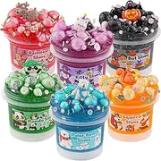 6 Pack Animal Slime Kit, 20 FL OZ Glitter Slime for Kids, Good Stretchy & Non-Sticky Crunchy Slime Pack, Slime Party Favors Sensory Toys, Birthday Easter Hallowmas for Girls Gift & Boys Gift