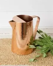 Classy and Elegant Food Safe Hammered Steel Copper Finish Pitcher Jug 9" Tall