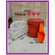 Retro Vintage Tupperware Ice Bucket & 2 Stackable Ice Cube Tray + Ice Tongs