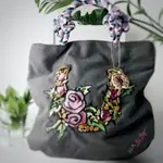 BETSEY JOHNSON 刺繡搖滾 復古薔薇帆布包