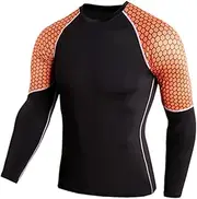 [Abigprofit] Male Underwear Thermal Tight Sportwear Thermo Shirt Quick Dry Compression Shirt Orange XL
