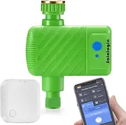 sainlogic WiFi Irrigation Computer with Extra WiFi 2.4 GHz Smart Hub, Outdoor Irrigation Cycle Controller, Remote Control via App, Green