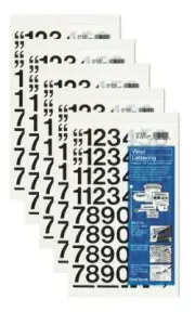 Chartpak 1-inch Black Stick-on Vinyl Numbers (01130), 5 PACKS