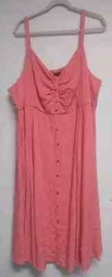 NWT Torrid 5X 28 Plus Size Dress Midi Textured Woven Button Front Coral $79.50