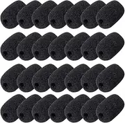 CREATCABIN 30 Pack Microphone Headset Cover Mini Mic Windscreen Black Soft Sponge Foam Small Lapel Shield Filter Protection Sleeve Accessories for Variety Headset Lavalier Microphone Protcet