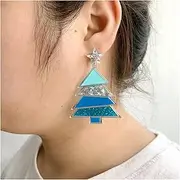 [AGBARR] Ear Studs Year Tree Xmas Pink Purple Merry Christmas Tree Iridescent Glitter Stars Acrylic Stud Earrings Decorations Ornament Ear Stud (Size : Blue)