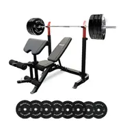 Impact Fitness BP7 + 120kg Olympic Pro Black Bumper Set
