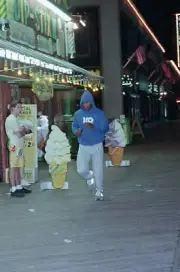 Mike Tyson Running On Boardwalk 1988 Old Boxing Photo