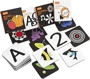 TUMAMA Baby Black White Flash Cards, High Contrast Visual Stimulation Learning Flashcards, Learning Alphabet Shapes Color Cards for Toddlers