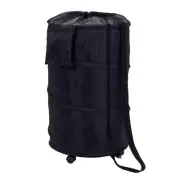 Honey-Can-Do HMP-01454 Deluxe Nylon Pop Up Clothing Hamper on Wheels Black 27