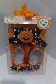 Toddler GIRLS LITTLE ME HALLOWEEN Pumpkin Headwrap and Sparkly Bow Shoes 6-12M