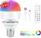 E27 Rechargeable Light Bulb with Remote Timer and 12 Color,3 Temperatures,3W Dim