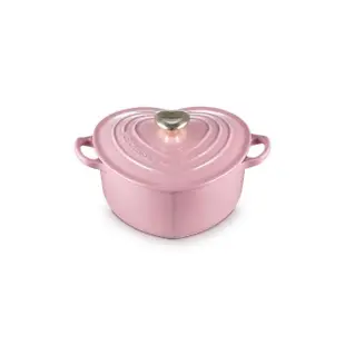 【Le Creuset】琺瑯鑄鐵鍋愛心鍋 20cm(薔薇-心型淡金頭-內鍋白)