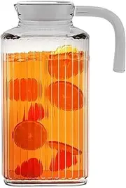 Glass Fridge Pitcher with Lid – 62.5 Ounce Clear Pitcher with Handle – Practical and Versatile – Easy to Use