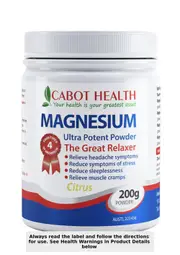 Cabot Health Magnesium Ultra Potent Powder Citrus 200g
