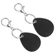 Leather Key Fob, 2pcs PU Leather Key Fobs Key Chain Holder, Black