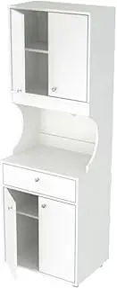 Inval Galley Kitchen/Microwave 1-Drawer/4-Door Storage Cabinet with Open Space White