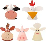 Amosfun 5pcs Kids Birthday Party Hats Zodiac Ox Cow Cone Hats Farm Animals Cone Hats DIY Photo Props for Kids Children Toddlers Holiday Birthday Baby Shower Party Supplies Favors