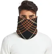 [Caihoyu] Winter Scarf Pullover Scarf for Women Men Soft Thick Neck Gaiter Ski Tube Scarf Outdoor Cold Weather Autumn Brown and Orange Buffalo Plaid Tartan Check Scotland, Multicolor
