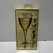 VTG Wine Glass Markers Boston Warehouse Christmas Themed Set of 6 Charms NOS