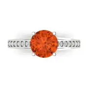 2.21ct Round Cut cathedral Red Stone Promise Wedding Ring 14k White Solid Gold