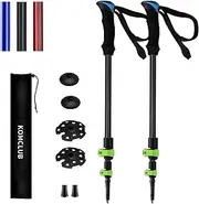 KOMCLUB Carbon Fibre Collapsible and Telescopic Walking Hiking Trekking Poles, 2 Pack Poles with Adjustable Quick Flip-Lock Lightweight Portable Trail Cane for Backpacking Camping Men Women