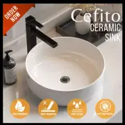 Cefito Bathroom Basin Ceramic Vanity Basin Above Counter White Hand Wash White