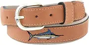 [ZEP-PRO] Men's Tan Leather Embroidered Marlin Belt