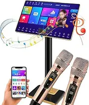 Professional Karaoke System, 3T 21.5 Inch Touch Screen Karaoke Machine with Wireless Microphone, App Control and Power Amplifier, Supports Multiple Languages