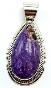 Navajo Handmade Sterling Silver Charoite Pendant by Donovan Skeets