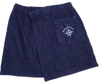 NWT Vintage Nautica One Size Blue Hook & Eye Closure Wrap Towel Cover Up Shorts