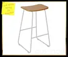 Wooden Bar Stool White Metal Cafe Bar Stackable Backless Stools Dining Chairs