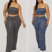 Boardwalk Stroll 2pc Pant Set 2X 18W 20W NAVY BLUE