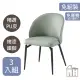 【AT HOME】三入組淺綠色皮質鐵藝餐椅/休閒椅 現代簡約(喬治)