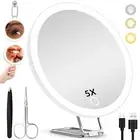5X Magnifying Mirror with Lights, 5X Makeup Magnification 6Inch Magnified Mirror