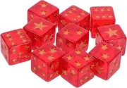 Abaodam 10pcs Translucent Resin Star Pattern Dice for Board Games Teaching Tools and Party Games Standard