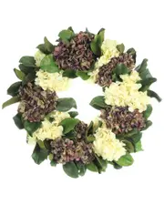 Creative Displays 28in Cream and Plum Hydrangea Magnolia Leaves Wreath