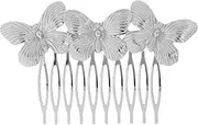 FRCOLOR Vintage Butterfly Hair Comb Silver Bridal Headpiece Metal Hair Pins Hair Accessories for Women Girls