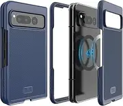 [TUDIA] MergeGrip V2 Compatible with Google Pixel Fold Case (2023), [Magsafe Compatible] Ultra Slim Snug Fit Lightweight Grip Scratch Resistant Tough PC Snap On Case (Indigo Blue)