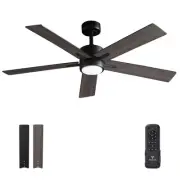 Ceiling Fan with Light Remote: 52 Inch Modern Bedroom Fans with Dimmable Tri-...