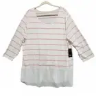 Ana A New Approach Top Womens 2X Snowdrift Stripe Scoop Neck Shirt NEW w/ Tag