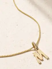 [Marlo Laz] Marlo Laz - Initial Charm 14-karat Gold Diamond Necklace - A A Gold