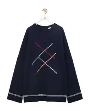 Argyle sweater in wool S Blue