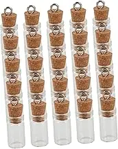 STOBAZA 25pcs Mini Glass Bottles: Tiny Wishing Bottles With Eye Screws Cork Lids- Clear Glass Vials For DIY Crafts Message Jars Party Favors
