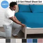 2Set 1800TC Super Soft Fitted Sheet Pillowcases Set Single/Double/Queen/King Bed