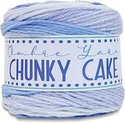 [Threadart] Ombre Yarn - Big Chunky Yarn Cake, 300g (316 Yards) – Thick Super Bulky #6 for Knitting & Crochet - Variegated 100% Soft Acrylic Fiber - Baby Blues 06