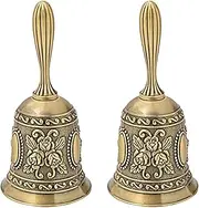 Voniecop 2X Hand Bell, Metal Tone Hand Hold Service Call Bell Desktop Bell Tea Dinner Bell Game Bell, Christmas Bell
