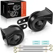 A-Premium Dual Waterproof High Low Tone Electric Snail Horn - 12V 110dB 410Hz/510Hz - Compatible with most Gas Car, Electric Car, Motorcycle & Truck