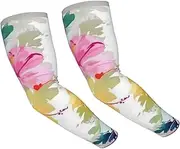 [FHEDVBN] Hawaiian flower print Arm Sleeves Compression Arm Covers for Men Women Outdoor Sun Sleeves Cooling Sports Sleeve, Black