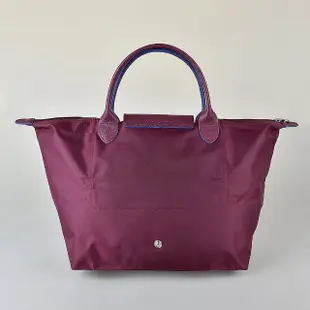 【LONGCHAMP】LONGCHAMP Le Pliage Club刺繡LOGO尼龍短提把手提包(中/梅紅)